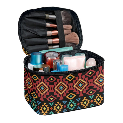 Nécessaire para cosméticos com estampa geométrica 8,86 x 6,5 x 5,9 polegadas