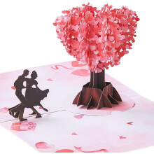 3D Pop-Up Love Hearts Tree Valentine Card – for Kids, Wedding, Anniversary & Classroom Exchange – Compatible with Valentine's Day