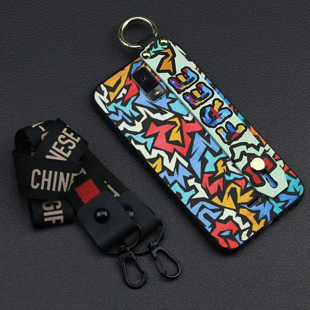 Blu View3/B140dl Phone Case – Silicone Ring Case With Wrist Strap, Shockproof, Dustproof, Waterproof, Graffiti Design 9085618495395