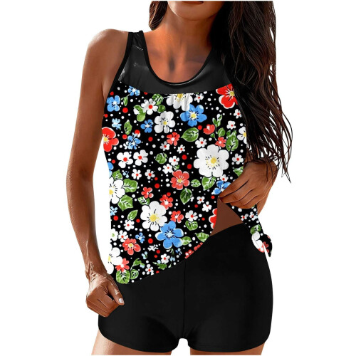 Dames tankini set, hoog model badpak met ingebouwde