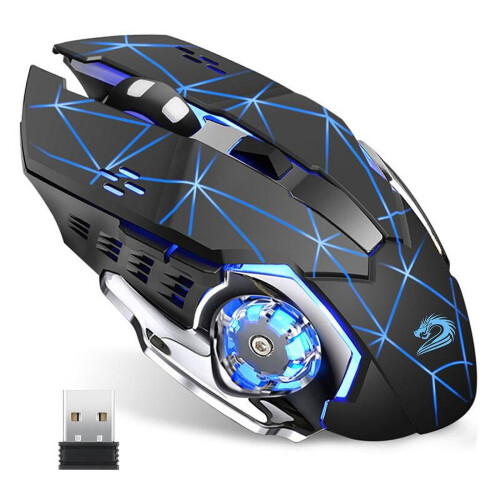 Rechargeable Wireless Gaming Mouse, LED Optical Silent Wireless Computer Mouse with 4 LED Light, 3 Adjustable DPI 1