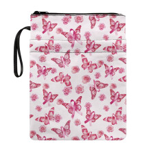 Buchhülle aus Polyester mit Vintage-Schmetterlingen und Rosen
