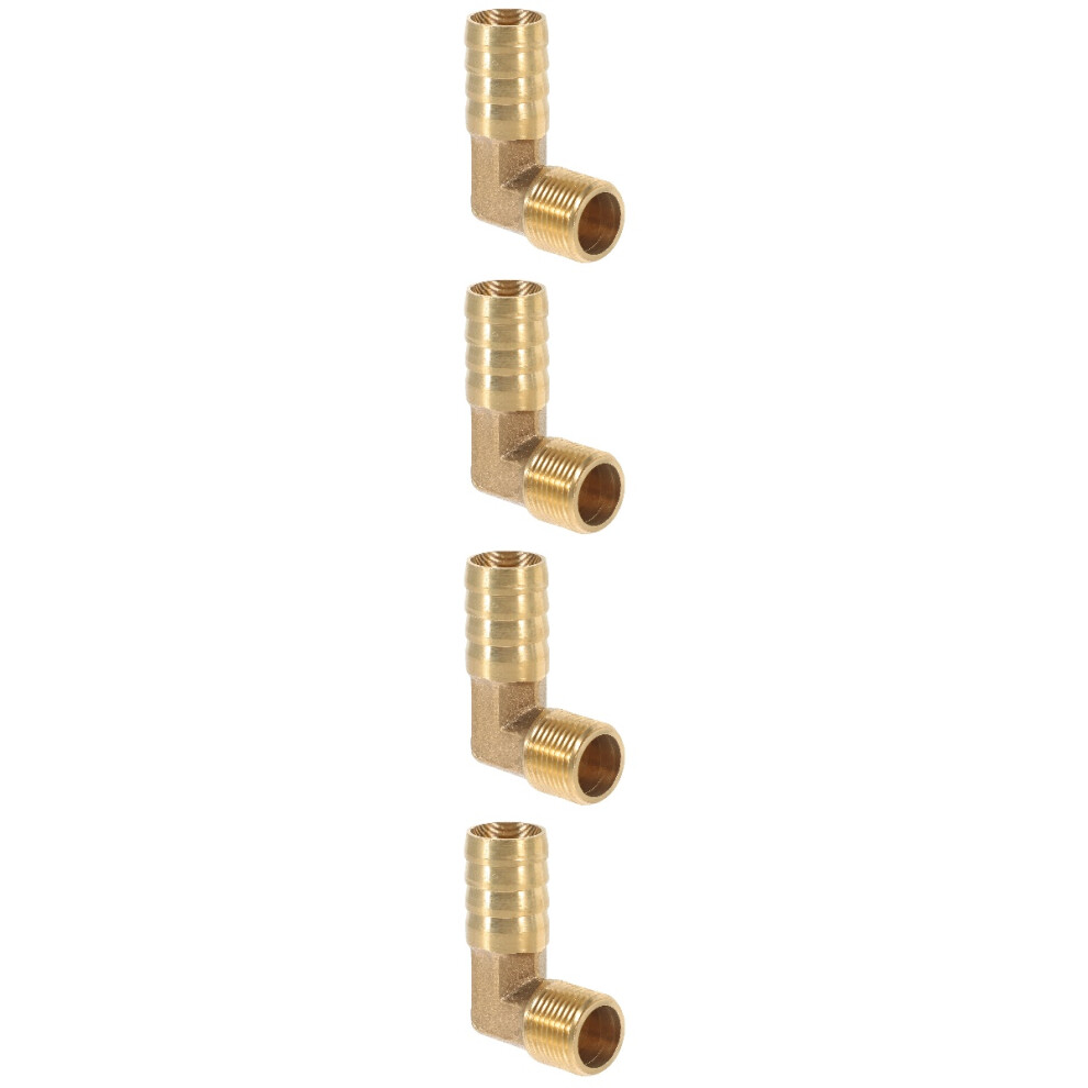 4Pcs Copper Elbow Hose Fittings Golden Durable Air Pipe Connectors 3713461084379