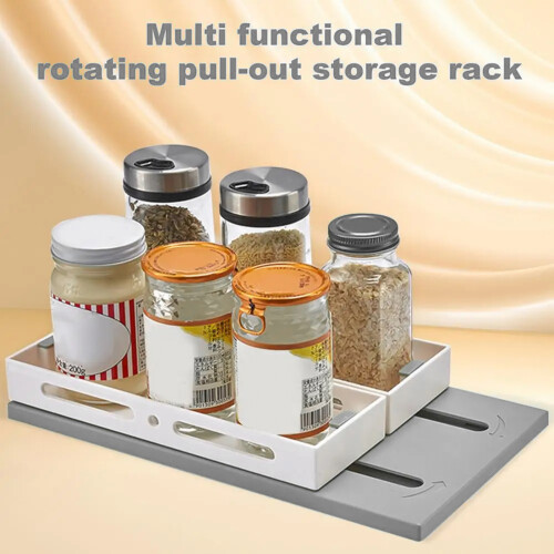 (Single-layer pull-out storage rack K2030 gray) Metal Spice Rack - Pull Out, Space Saving 2
