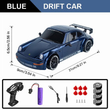 RC Drift Car 1:20, 2.4GHz 4WD, LED Lights, Rechargeable Battery, Drifting Tires – Blue; compatible with standard RC accessories