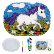 Latch Hook Kit for Adults & Kids – Cute Cartoon Animal Theme, DIY Rug Making Kit (50x36cm), Compatible with Standard Latch Hooks
