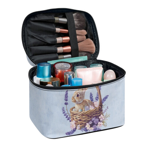 Polyester make-uptasje met konijnen- en lavendelpatroon