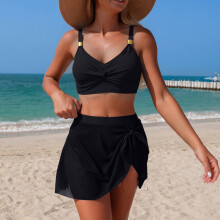 Costume da bagno tankini imbottito da donna, due pezzi, sportivo e modesto