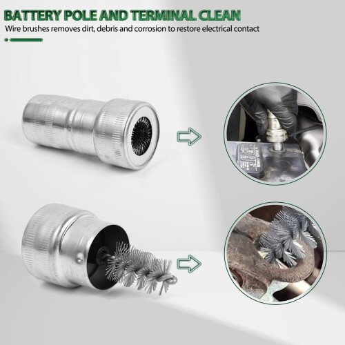 Car Battery Post Terminal Cleaner Dirt Corrosion Brush Hand Protector Tool Kit 2