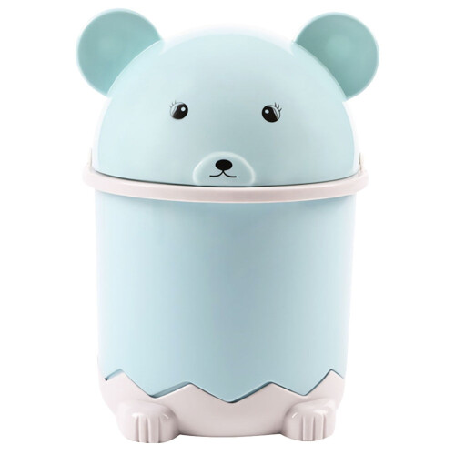 Unbranded small bathroom garbage can with lid cartoon mouse