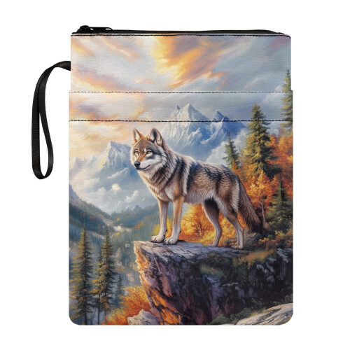 Wolf Design Zip Book Cover for Hardcover & Paperback