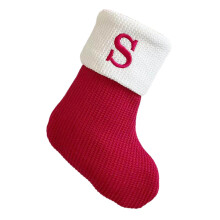 Mini Knit Christmas Stocking Red Embroidered Initial 7 Inch