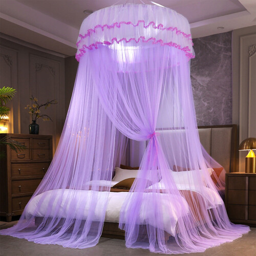 Dome Net Ceiling-Mounted Princess Bed with Foldable Ruffled 1