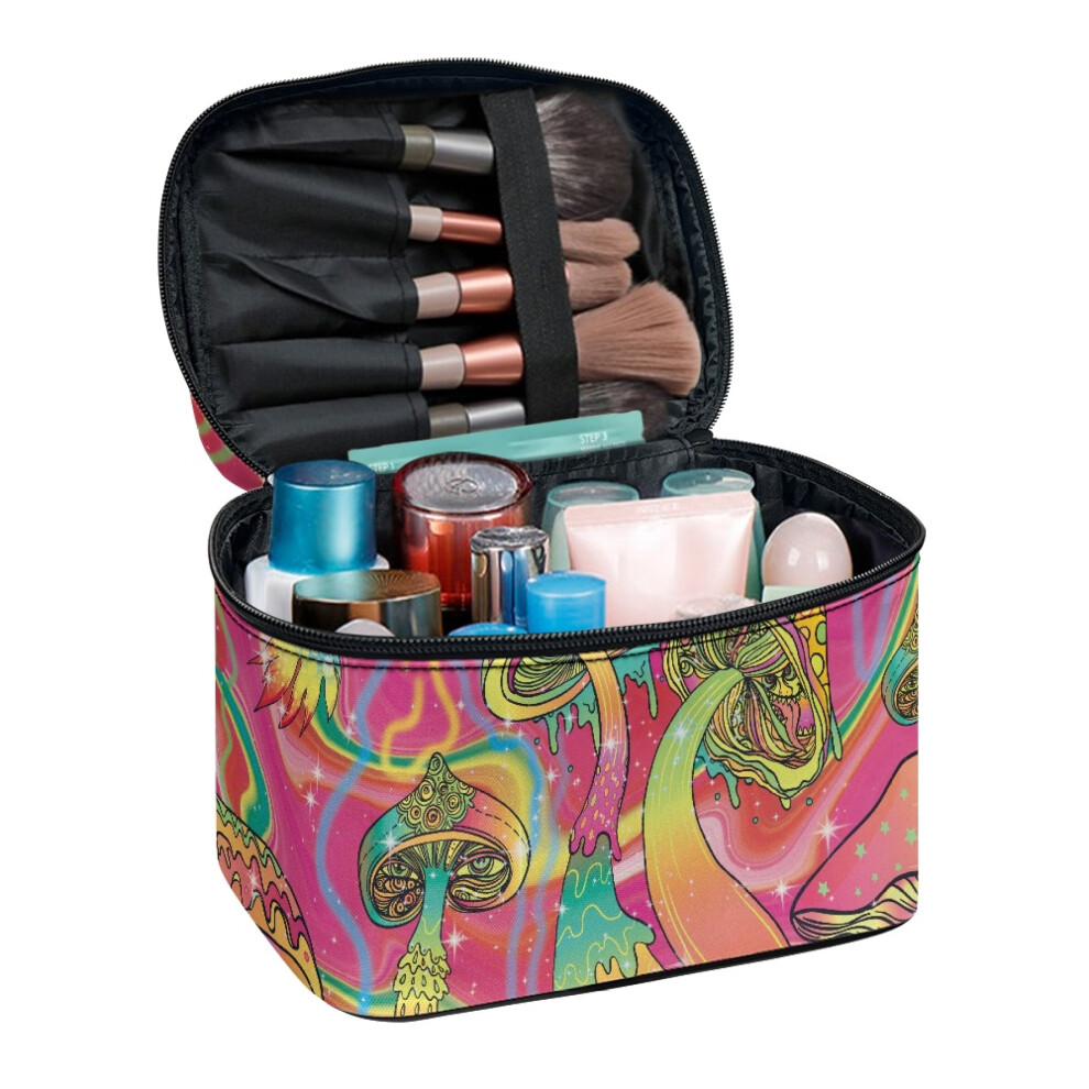 Portable Traveling Durable Portable Make Up Toiletry Organizer Wide Open Portable Pouch Portable Cosmetic Bags Psychedelic Mushrooms