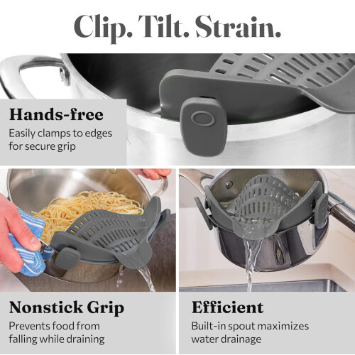 Σουρωτήρι ζυμαρικών σιλικόνης KitchenGizmo με κλιπ για κατσαρόλες και τηγάνια – 2