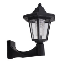 2PCS Vintage Hexagonal Wall Light Solar Powered Wall Light Decorative Lamp for Outdoor Yard (Black)