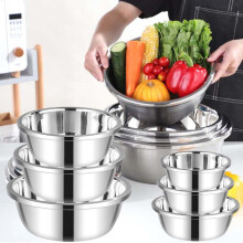 XiYing Stainless Steel Mixing Bowls Set, 3-Piece, 20Cm 22Cm 24Cm, Food Prep, Mixing, Serving, Storage, for Kitchen Cooking, Baking, Picnic