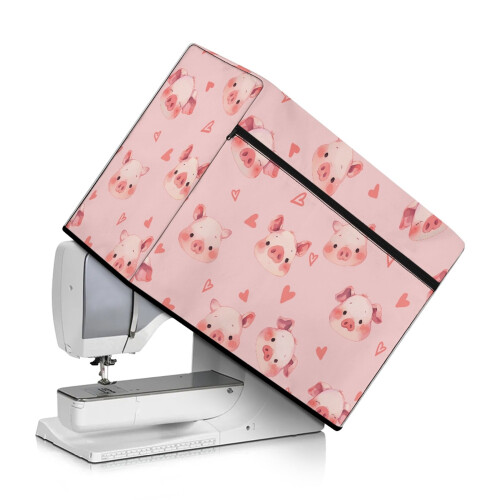 Piggy Hearts Sewing Machine Cover Polyester 1 Piece 1