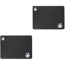 2Pcs Dark Grey Absorbent Dog Feeding Mat Non-Skid Pet Food Bowl Mat