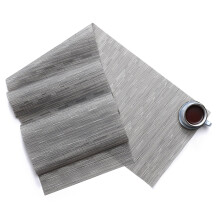 - Pvc Waterproof Table Runner, 135X30Cm Heat Insulation for Dining, Gray Color - Table Runner Texture Weave Doily Heat Insulation