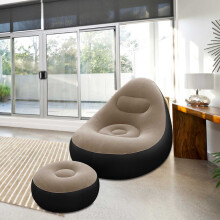 Inflatable Couch Sofa Bean Bag Lounge Chair, Blow Up Lounger for Adults, Portable Folding Air Chair for Living Room, Bedroom, Balcony