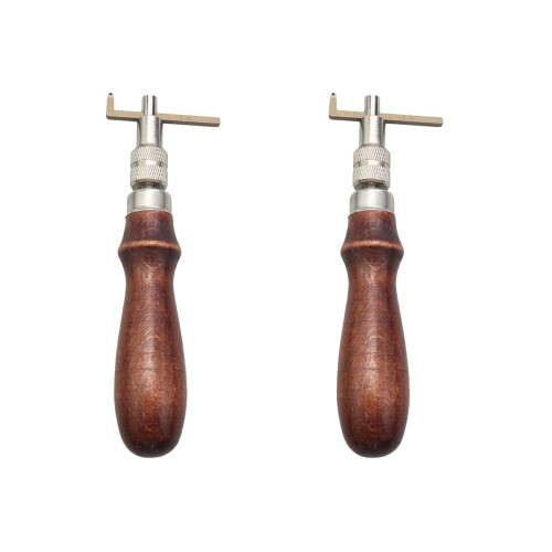 2Pièces Instruments Cuir Travail Manuel Poignée Bois Durable 2
