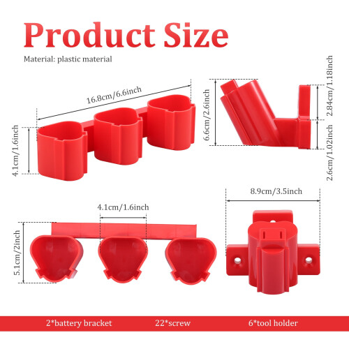 Wall-Mount Battery and Tool Holder for Milwaukee M12 12V 1