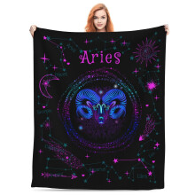 Zodiac Blanket - Ultra-Soft Micro Fleece with Leo, Gemini, Cancer, Virgo, Libra & More Constellations, Black, Perfect Gift for Birthdays, Christmas,