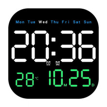 Multifunctional Digital Alarm Clock with Temperature & Humidity Display Silent Modern Wall or Desk Clock for Living Room Bedroom Office