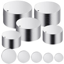 100 Pcs/Set Round Metal Engraving Blanks with Hole Stamping Blanks Stainless Steel Blanks 10/15/20/25/30mm