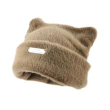 Polyester Fiber Knit Winter Cat Ear Beanie for Men and Women, Soft and Warm for Outdoor Use