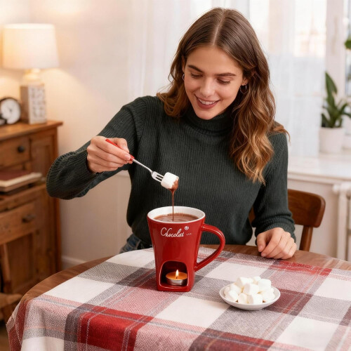 Chocolate Fondue Mugs Set with Forks, 4-Piece 1