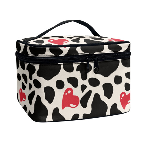 Cow Heart Polyester Makeup Bag Space-Efficient 8.86 x 6.5 x 1