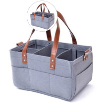 Foldable Rectangular Basket with Adjustable Dividers, Sturdy Handle, Portable, Perfect for Car(Blue)