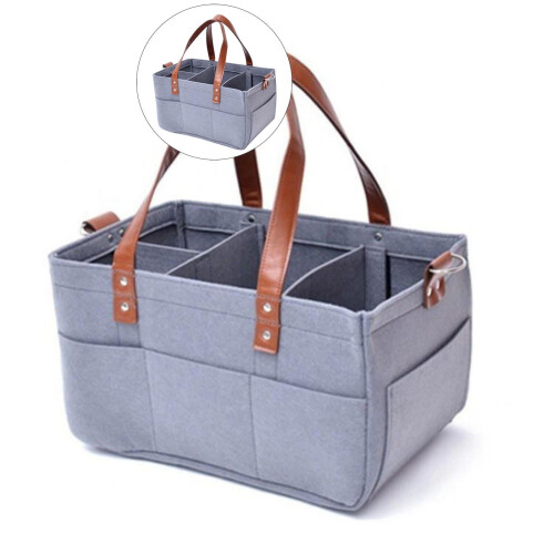 Foldable Rectangular Basket with Adjustable Dividers, Sturdy Handle, Portable, Perfect for Car(Blue)