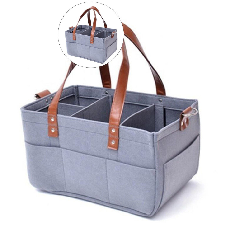 Foldable Rectangular Basket with Adjustable Dividers, Sturdy Handle, Portable, Perfect for Car(Blue)
