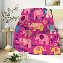 Hot Pink Elephant Throw Blanket, Bohemian Wildlife Design, Soft & Cozy, 60x80", Lightweight Warm Blanket for Bed/Couch – Compatible with Home Decor