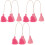 6Pièces Pompons Rose Tissés Main Pour Décoration DIY 4