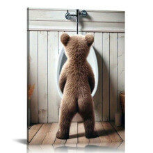 Bear Bathroom Canvas Art Print for Home Decor