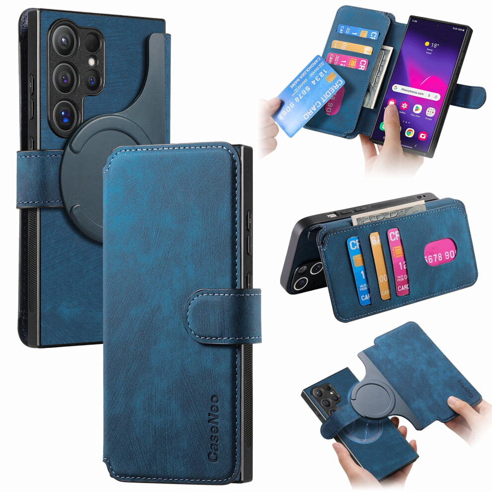 Magnetic Wallet Case For Samsung Galaxy S20 Â Rfid Blocking, Retro Leather Folio With 3 Card Slots, Blue 9401284752707