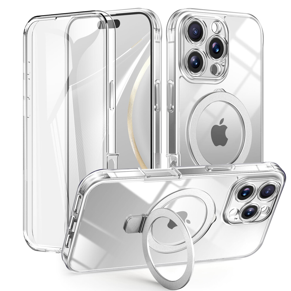 Tech Circle Iphone 16 Plus Case 6.7" (2024), Clear Magnetic Case With Kickstand, Built-In Screen Protector, Compatible With Magsafe 9401284752929