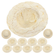 12Pcs Mini Straw Hats Light Yellow Woven DIY Craft Hats for Dolls