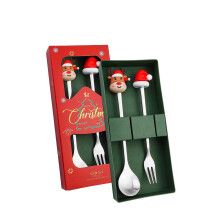 Ensemble de cuillères de Noël – Cuillères à dessert festives en acier inoxydable, ustensiles de fête, couverts sur le thème de Noël,