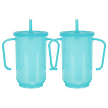 2pcs Spill-Proof Adult Straw Cups with Handles – Sippy Cups for Elderly, Compatible with Standard Straws