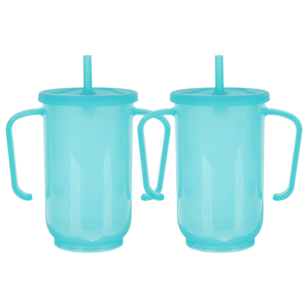 2pcs Spill-Proof Adult Straw Cups with Handles â Sippy Cups for Elderly, Compatible with Standard Straws