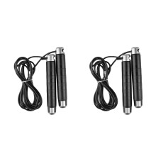 2Sets Fitness Jump Rope Black Metal Plastic for Endurance Training
