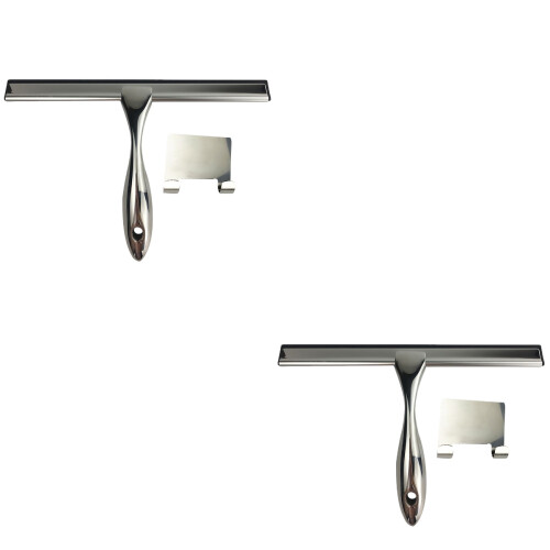 2Pcs Window Squeegee Silver Cleaning Tool for Windows and Shower Doors