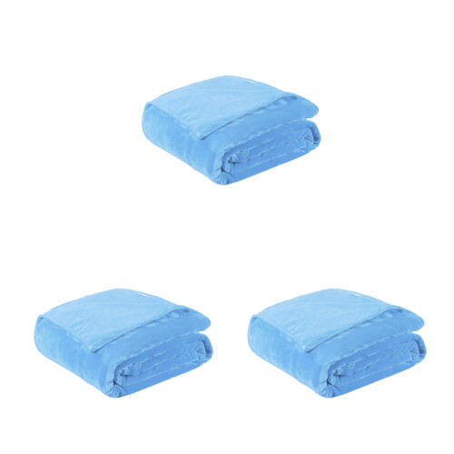 3Pcs Extra Warm Blue Flannel Fleece Blankets for Winter Use