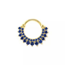 Single Daith Hoop Sterling Silver Helix Ring Cartilage Piercing Earring A4492-H - Gold with Deep Blue