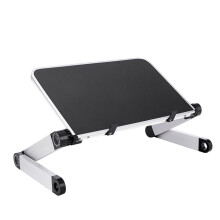 Portable Adjustable Aluminum Laptop Desk Stand Table Vented Ergonomic Stand (Black)